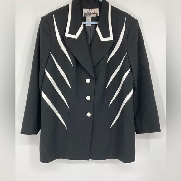 Ben Marc / BMI Studio Stylish Black /White Blazer Size 18 - Picture 1 of 4